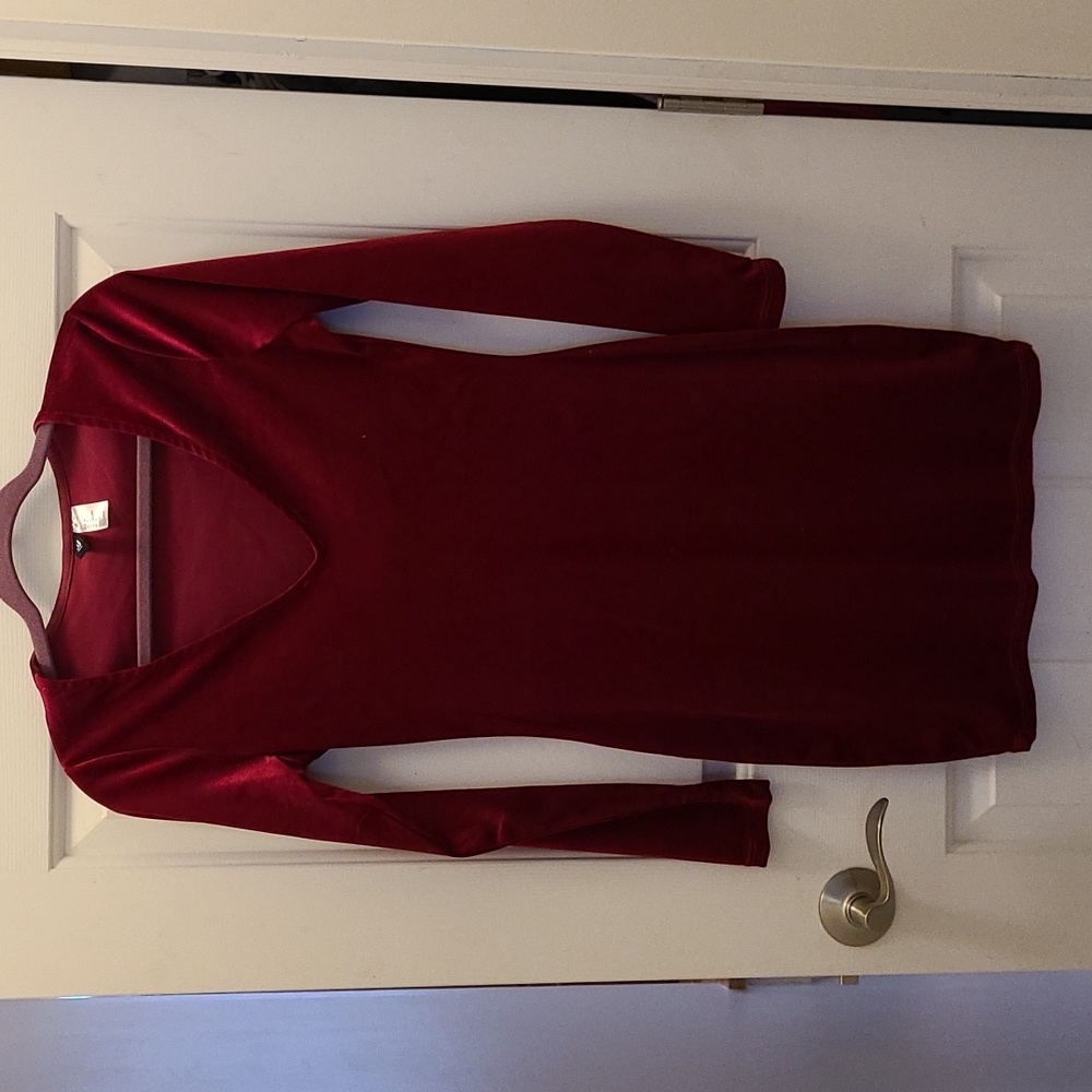 Red Faux Velvet dress